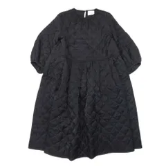 美品 20aw CAROLINA GLASER カロリナグレイサー キルティング ワンピース フレアシルエット 長袖 中綿 黒 ブラック レディース 古着 中古 USED