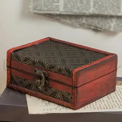 ヴィンテージ木製ジュエリーボックス、家の装飾ヴィンテージ風木製ジュエリーボックス - クラシカルな装飾付き収納ケース