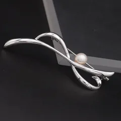 M203 本真珠 7.9mm珠 パール SILVER刻印 ブローチ デザイン シルバー コサージュ 6月誕生石