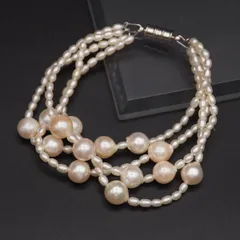 M117 淡水真珠 パール ブレスレット 3連 シルバー デザイン 6月誕生石