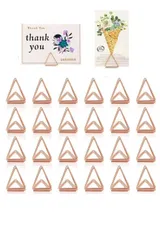 YFFSFDC メモクリップ カードスタンド 金属三角クリップ 文房具カード 写真 立て 可愛い おしゃれ カード 名刺 トスタンド結婚式パーティー用メタルメモホルダー誕生日 24個セット（ローズゴールド）