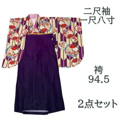 二尺袖　袴セット　小振袖　袴　卒業式　卒業着物　卒業衣装　モダン　大学生　短大生　小学生　牡丹　矢絣