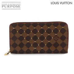 新品同様 ルイ ヴィトン LOUIS VUITTON ダミエ ジッピー ウォレット ラウンドファスナー 長財布 エベヌ N60122 スタッズ 90306163