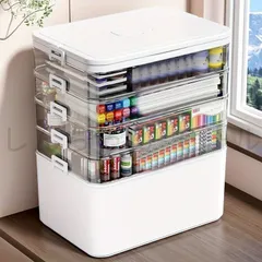 【新品?未使用】5段階の多目的プラスチック製収納オーガナイザー - ハンドル付き、組み立て不要、刺繍ツール、薬品、ヘアアクセサリー、美