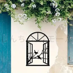 新品 気まぐれな鉄の鳥のメタルウィンドウスカルプチャー - 屋外庭園＆パティオの楽しい装飾、自然インスパイアのデザイン、室内リビングル