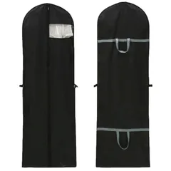 ルボナリエ ガーメントバッグ 2枚セット 180×60cm 不織布 透明窓付き 撥水 スーツカバー ドレスカバー ロングコート収納 (ブラック) [ブラック]