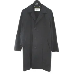 サンローラン パリ SAINT LAURENT PARIS ヒョウ柄 レオパード柄 チェスターコート ロング丈 36 黒系 ブラック イタリア製 ポケット 裏地のサムネイル