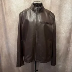✨COLE HAAN コールハーン レザージャケット ブラウン 本革 シングル メンズ✨　00048