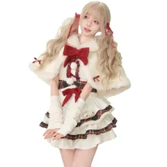 [FUPUONE] サンタコスプレ 白 サンタワンピース クリスマス ロリータ (S) [S]