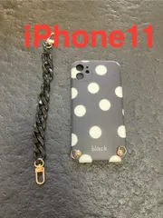 【新古品】スマホケース　iPhone11ケース　黒　シリコン　※ブラックチェーン付き