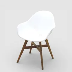 イケア ミーティングチェア FANBYN 703.982.71 ホワイト シェルチェア 背座一体型 肘付き 木製脚 EG20167 中古オフィス家具