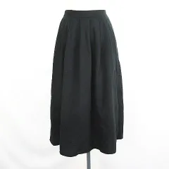 アースミュージック&エコロジー EARTH MUSIC & ECOLOGY スカート ボトムス ロング丈 タック フレア 起毛 イージー F ブラック ※EKM