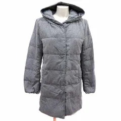 コムサイズム COMME CA ISM ダウンコート ジップアップ 総裏地 フード グレー /YK