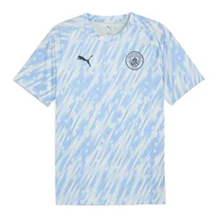 プーマ PUMA  2025-26 マンチェスターシティ FC プレマッチ 半袖 シャツ  サッカー ウェア レプリカウェア  25SS(782167-10)、10(Silver-Sky)