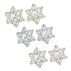 フラワー ピアス アレルギー対応 雪花 S925 シルバー コーティング ピンク ゴールド キラキラ CZ ダイヤ