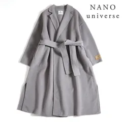 823y*美品 定価3.1万 ナノユニバース LA TORRE ダブルフェイスオーバーコート グレー イタリア生地 FREEサイズ