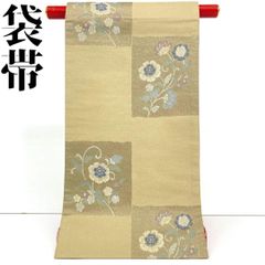 着物と帯 時流】SF26602◇正絹 夏袋帯◇帯芯入 美品 横縞 ブラウン 