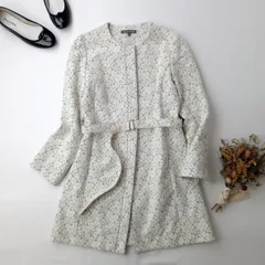 LAURA ASHLEY  ローラアシュレイ ノーカラー コート アウター 羽織 レース 7 ホワイト(128E＋7664)26H