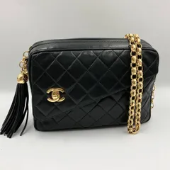 【美品】CHANEL シャネル チェーンショルダー マトラッセ バッグ ラムスキン ブラック ココマーク フリンジ ギャランティカード有り