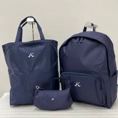 8249　良品　Kitamura　キタムラ　2点　折りたたみリュック　エコバッグ　紺　ネイビー　ナイロン　Kロゴ　リュック　バックパック　デイパック　コンパクト　折り畳み　ポーチ付きエコバッグ　トートバッグ　ハンドバッグ　折りたたみ式