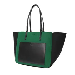 YAHKI ヤーキ レザー フェルト コンビ トート バッグ / 肩掛け ショルダーバッグ 2WAY グリーン ブラック カバン【レディース】