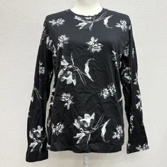 【カルバンクライン Calvin Klein】フラワープリントTシャツ カットソー 花柄 長袖 クルーネック L ブラック ホワイト 黒 白 メンズ レディース