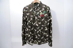 中古 メンズ パーリーゲイツ PEARLY GATES 長袖ポロシャツ 4(M) 緑系 カーキ ボタンダウン 裏起毛 カモフラ