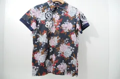 中古 メンズ パーリーゲイツ PEARLY GATES 半袖ポロシャツ 3(S) 紺 ネイビー 花柄