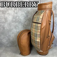 ビンテージ　バーバリー　ゴルフクラブ　キャディバッグ　ノバチェック　本革　レザー バーバリー☆ネイビーノバチェック柄ゴルフキャディバッグ