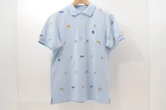 中古 メンズ パーリーゲイツ PEARLY GATES 半袖ポロシャツ 5(L) 水色 鹿の子 総柄