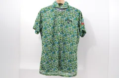 中古 メンズ キャロウェイ Callaway 半袖ポロシャツ M 緑系 グリーン 総柄 花柄