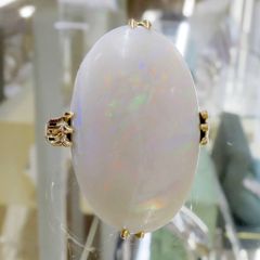 □K18 オパールリング□指輪□16号 3.5g□王冠透かし 割り爪 昭和 