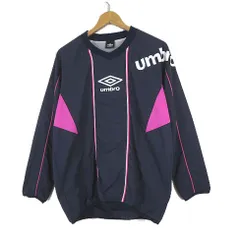 アンブロ UMBRO ウインドブレーカー トップス プルオーバー ナイロン 配色 ロゴ プリント 長袖 M 紺 ネイビー 白 ホワイト ピンク スポーツウエア サッカー