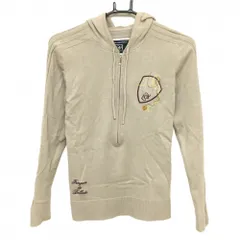 ゾーイ フード付きセーター ベージュ ハーフジップ ラインストーン レディース 38(M) ゴルフウェア ZOY