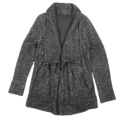 美品 theory セオリー ツイードガウンコート ボタンレス ジャケット ブルゾン 羽織り アウター ウール混 S 黒 ブラック シルバー レディース 古着 中古 USED