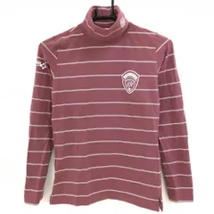ゾーイ 長袖タートルネックシャツ スモーキーピンク系×白 ボーダー レディース 38(M) ゴルフウェア ZOY