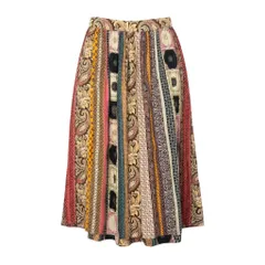 5a9 ETRO エトロ イタリア製 フレアスカート ミモレ丈 総柄プリント シルクブレンド 伸縮ストレッチ○ レディース 女性用 46 マルチカラーu02tのサムネイル