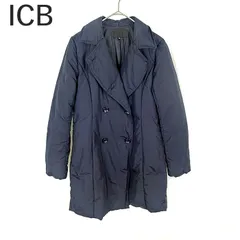 アイシービー ICB ダウンコート Pコート風 ダブルボタン 光沢 ネイビー 紺