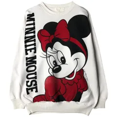 古着 MINNIE MOUSE ミニーマウス 大判プリント キャラクタースウェットシャツ トレーナー メンズL相当/eaa607124