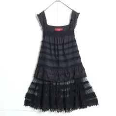 ピンクハウス★ドットチュールレース使い♪ワンピース 黒系 段々フリル&刺繍♪薄手 z17040