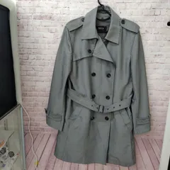 【TAKA62-56】◇ COMME CA ISM ｢トレンチコート ダブルブレスト デザイン フロントボタン 取り外し可能中綿ベスト ベルト付き｣ レディース L グレー