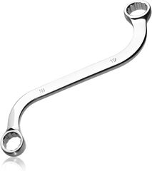 LEONTOOL S 型レンチ ダブルめがねレンチ S字ボックスレンチ鏡面研磨めがねレンチセット クリア目盛付 防錆スパナ 12ポイント 自転車 バイク 現場 DIY 修理 メンテナンス 耐久性 ポータブル (シルバー,  18x19(mm))