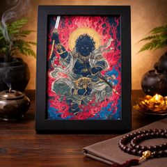 毘沙門天 開運 厄除け A4額付き デジタルアート インテリア 仏画 風水