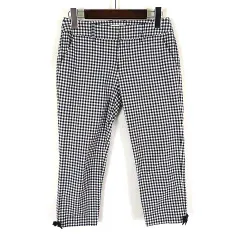 テチチ Te chichi パンツ クロップドパンツ ギンガムチェック 裾リボン ストレッチ コットン S 黒 ブラック 白 ホワイト