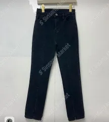 新品) ストレッチ 前スリット 起毛 ストレッチパンツ M ブラックデニム 四方ストレッチ加工で快適な 前スリットパンツ