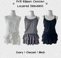 ヴィンテージ リボン フリル ダブル ティアード ノースリーブ スリーブレス ビスチェ ミニワンピース