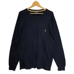 POLO RALPH LAUREN ポロラルフローレン サーマル ポニー刺繡 長袖 ロンT ワンポイント刺繡 オーバーサイズ ビッグシルエット クルーネック ELSALVADOR製 XLサイズ ネイビー