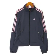 アディダス adidas ジャケット トラックジャケット ジャージ ジップアップ ロゴ スリーストライプス クライマクール 速乾 吸汗 長袖 S チャコールグレー ピンク シャイニー スポーツウエア