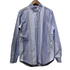 RALPH LAUREN　ストライプシャツ　長袖　シャツ　トップス　ボタンダウン　ワンポイント　ブランドロゴ　スモールポニー　刺しゅう　CLASSIC FIT　古着