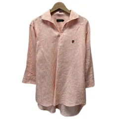 BLACK LABEL CRESTBRIDGE　ストライプシャツ　七分袖　シャツ　トップス　オープンカラー　ワンポイント　ブランドロゴ　刺しゅう　古着